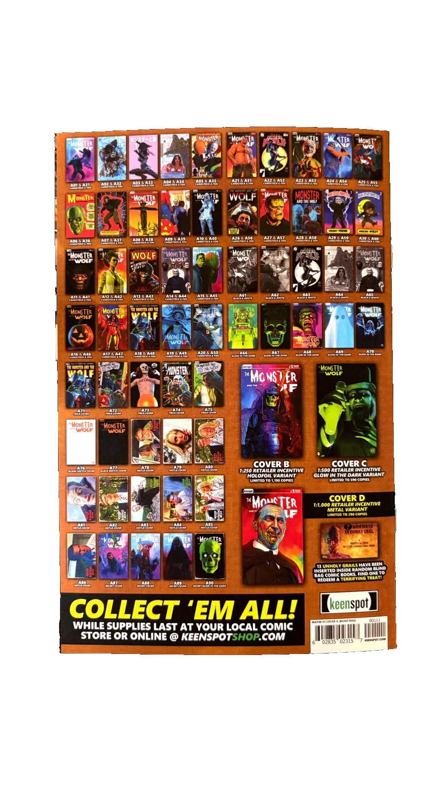 MARK SPEARS MONSTERS: MONSTER AND THE WOLF #1 A77 BLACK SKETCH VARIANT -KEENSPOT 11 UK Comic Exclusives & Rare Variants – Foils & Incentives | Redsters Comics Redsters Comics Redsters Comics