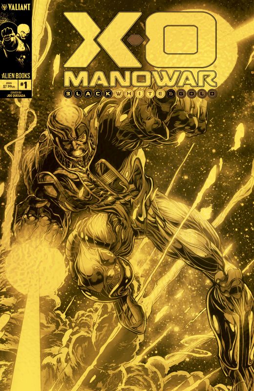 X-O MANOWAR BLACK, WHITE & GOLD #1 CVR D JOE QUESADA GOLD FOIL VAR