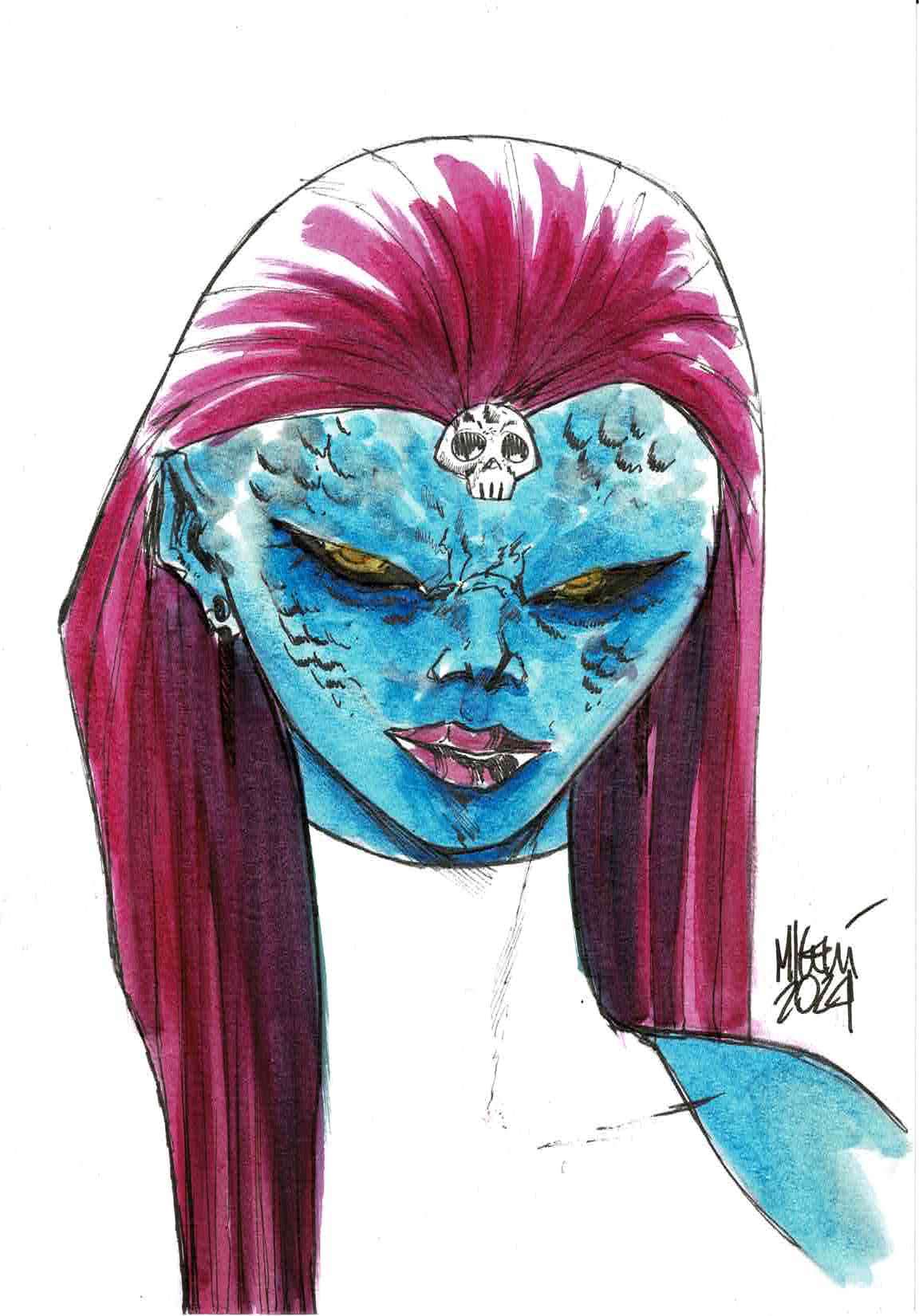 Alessandro Micelli Original A5 Artwork – Mystique (Signed, 2025) 50 Redsters Comics Redsters Comics