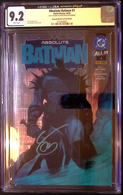 Absolute Batman #1 – Panini Mexico Acetate Edition Scott Snyder Signed – CGC 9.2