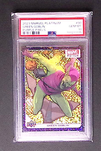 2023 Marvel Platinum Green Goblin Purple Pixels #25/35 PSA 10