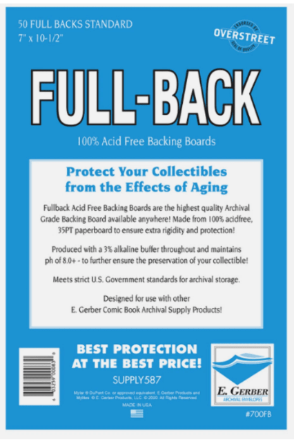 E. Gerber Full-Back Boards Standard Age 50 Pack | Acid Free Comic Backing Boards