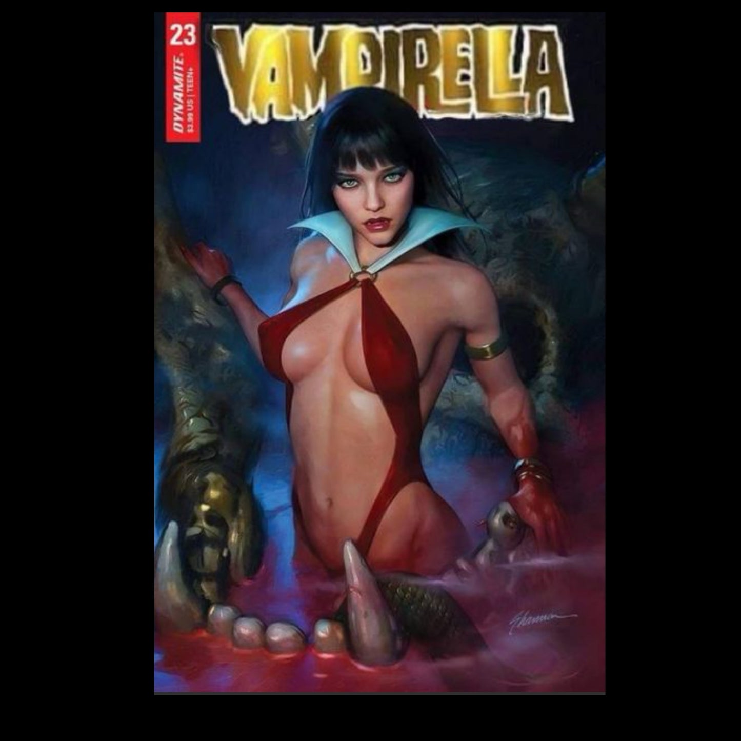 Vampirella vol7 #23 Shannon Maer Gold Foil Trade Dress Rhode Island Comic Con Variant comic cover | Redsters Comics UK