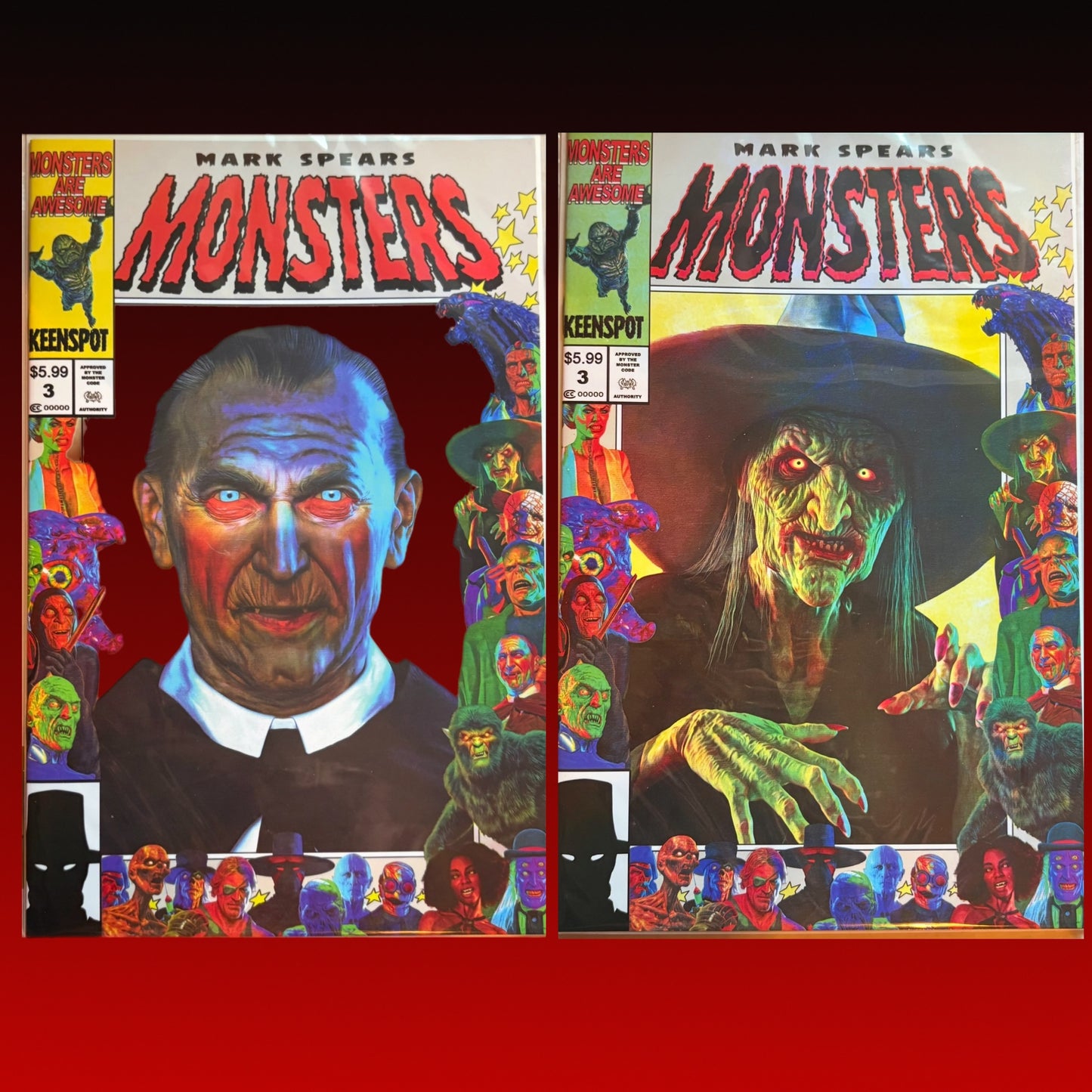 Monsters #3 HOLO Flip Foil in Mylite bag and Clear Visiback Board cover | Redsters Comics UK