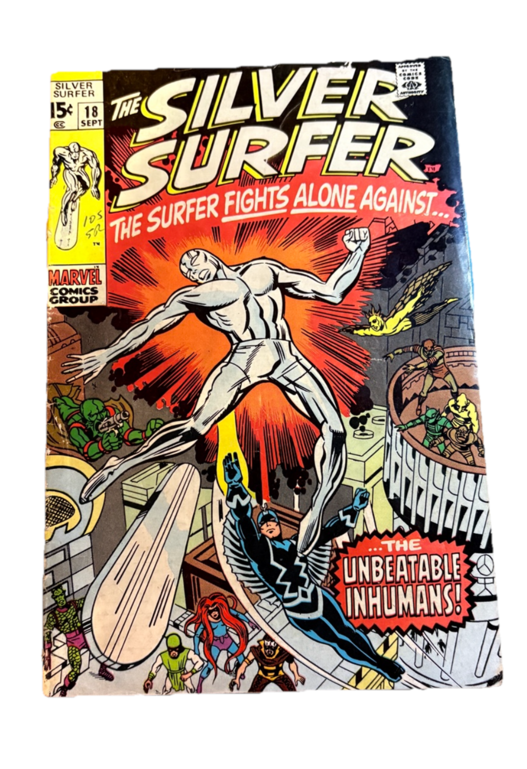 Silver Surfer #18 – “The Surfer Fights Alone Against... The Unbeatable Inhumans!” (1970) 32 Vintage Comics UK | Key Marvel & DC Issues from Silver & Bronze Age Redsters Comics Redsters Comics