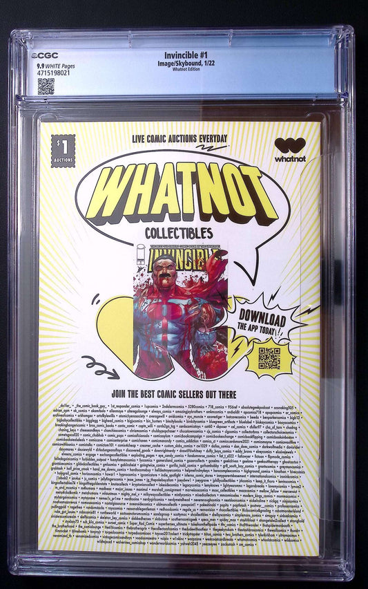 Invincible #1 CGC 9.9 Tyler Kirkham Whatnot Exclusive Omni-Man Variant 400 CGC Graded Comic CGC Graded Comics UK | Buy Certified CGC Slabbed Comics Image Comics Redsters Comics