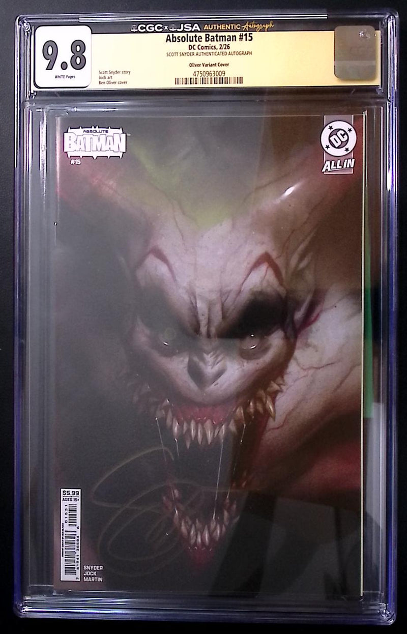 Absolute Batman #15 CGC × JSA 9.8 – Scott Snyder Signed Ben Oliver Variant