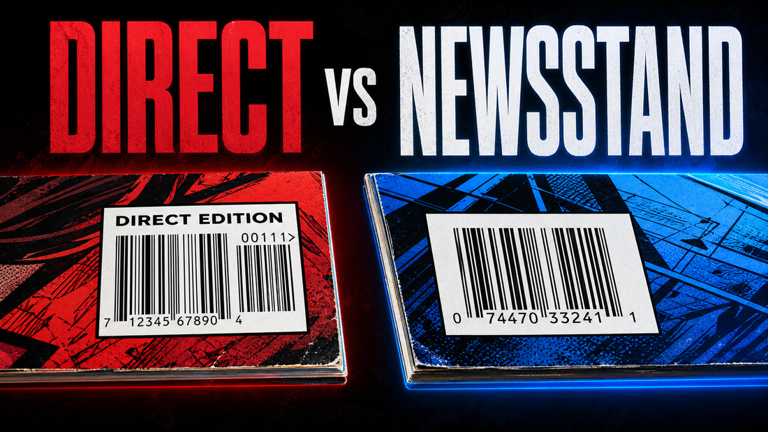 Direct versus Newsstand comic editions comparison showing barcode differences