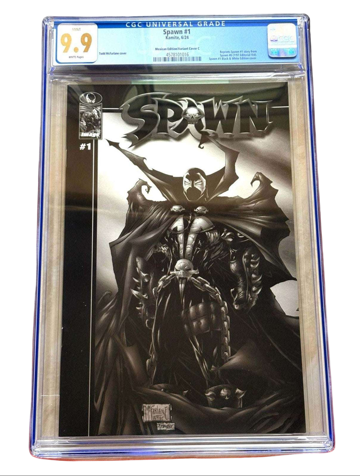 Spawn #1 CGC 9.9 | Mexican B&W Variant | McFarlane Cover 225 CGC Graded Comics for Sale in the UK Redsters Comics Redsters Comics