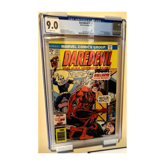 DAREDEVIL #131 CGC 9.0 1st Appearance & Origin of BULLSEYE 🔥 WHITE PAGES 399 CGC Graded Comics for Sale in the UK Redsters Comics Redsters Comics