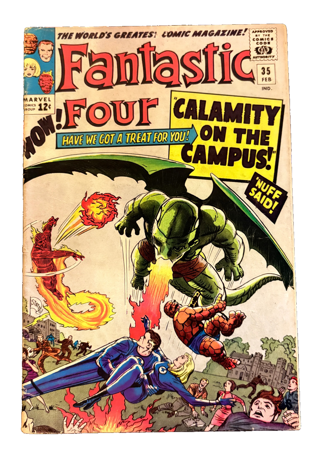 Fantastic Four #35 (1965) – 1st Dragon Man – Calamity on the Campus!