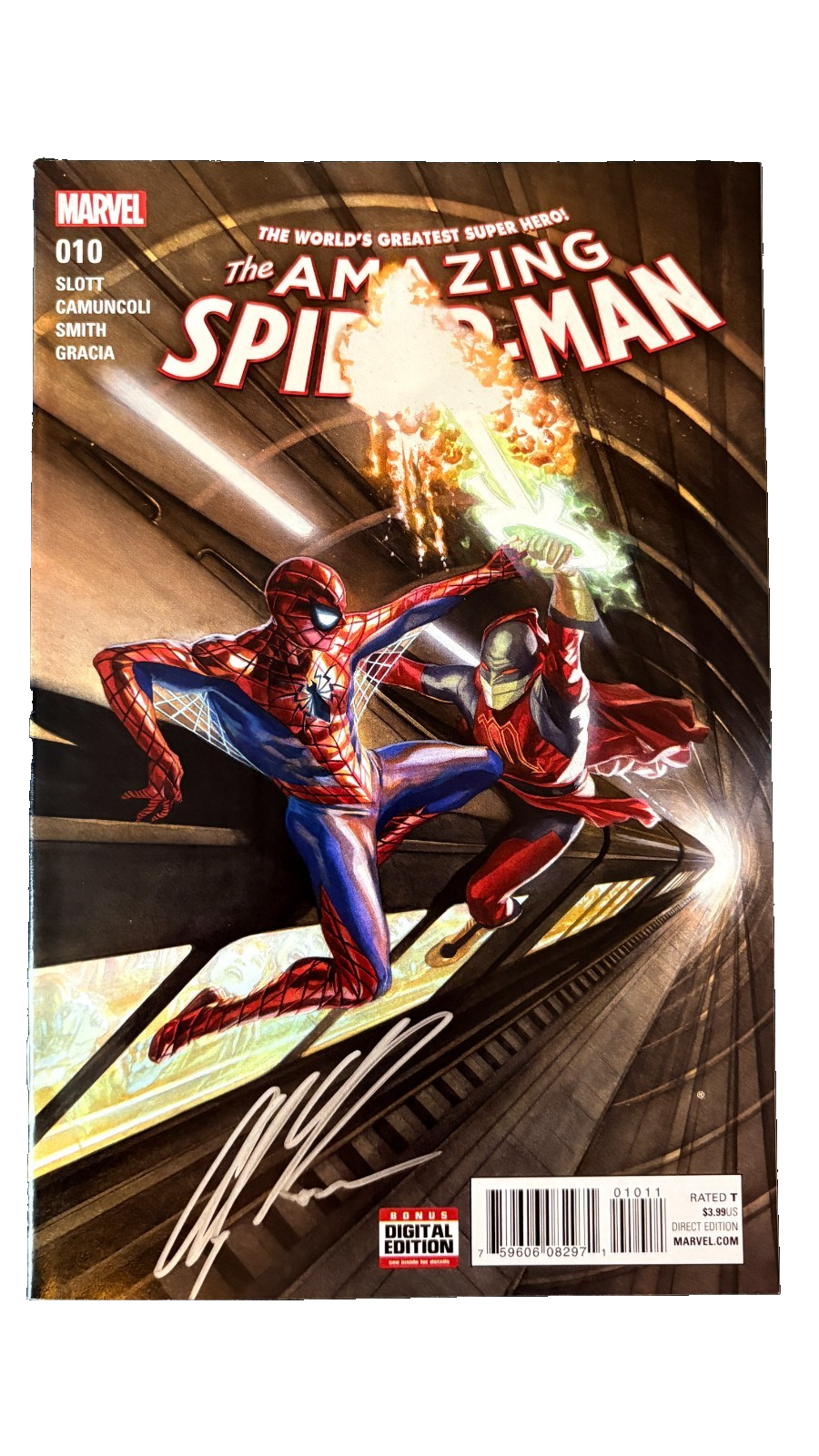 AMAZING SPIDER-MAN #010 NM 2014 ALEX ROSS COVER SIGNED/COA 39 UK Comic Exclusives & Rare Variants – Foils & Incentives | Redsters Comics Redsters Comics Redsters Comics