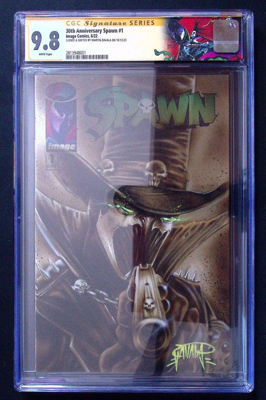 Gunslinger Spawn Sketch by MARTIN ZAVALA on 30th Anniversary Spawn CGC 9.8 450 CGC Graded Comics for Sale in the UK Redsters Comics Redsters Comics