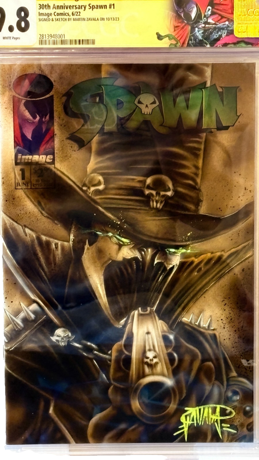 Gunslinger Spawn Sketch by MARTIN ZAVALA on 30th Anniversary Spawn CGC 9.8 540 CGC Graded Comics for Sale in the UK Redsters Comics Redsters Comics