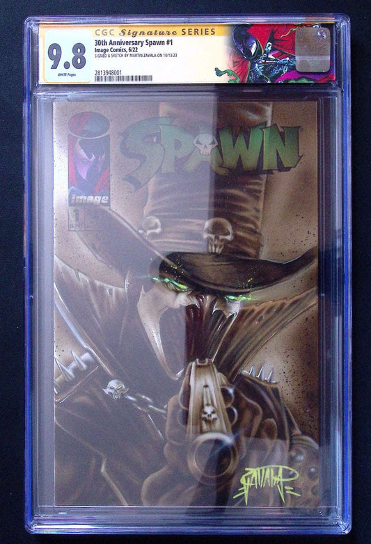 Gunslinger Spawn Sketch by MARTIN ZAVALA on 30th Anniversary Spawn CGC 9.8 450 CGC Graded Comics for Sale in the UK Redsters Comics Redsters Comics