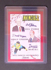Invincible Invincible Triple Character Laser Signagraph Card 1/10 Rare Limited 70 Graded Comic Cards UK | PSA 10 & CGC Marvel Cards For Sale Redsters Comics Redsters Comics