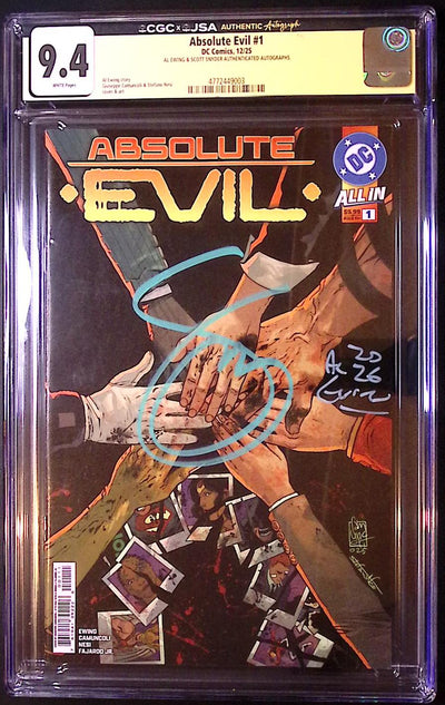 Absolute Evil #1 – Al Ewing & Scott Snyder JSA Authenticated Autographs – CGC 9.4