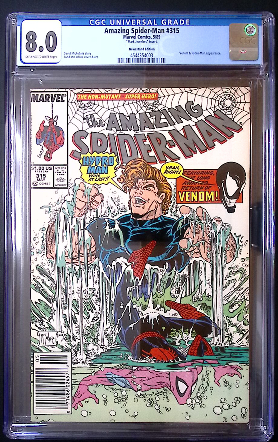 Amazing Spider-Man #315 CGC 8.0 – Mark Jewelers Insert – Early Venom Cover Appearance