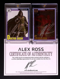 Alex Ross SIGNED SDCC 2025 Marvel Cards – Spider-Man & Doctor Doom w/ COA – for Comic Collectors | Redsters Comics UK