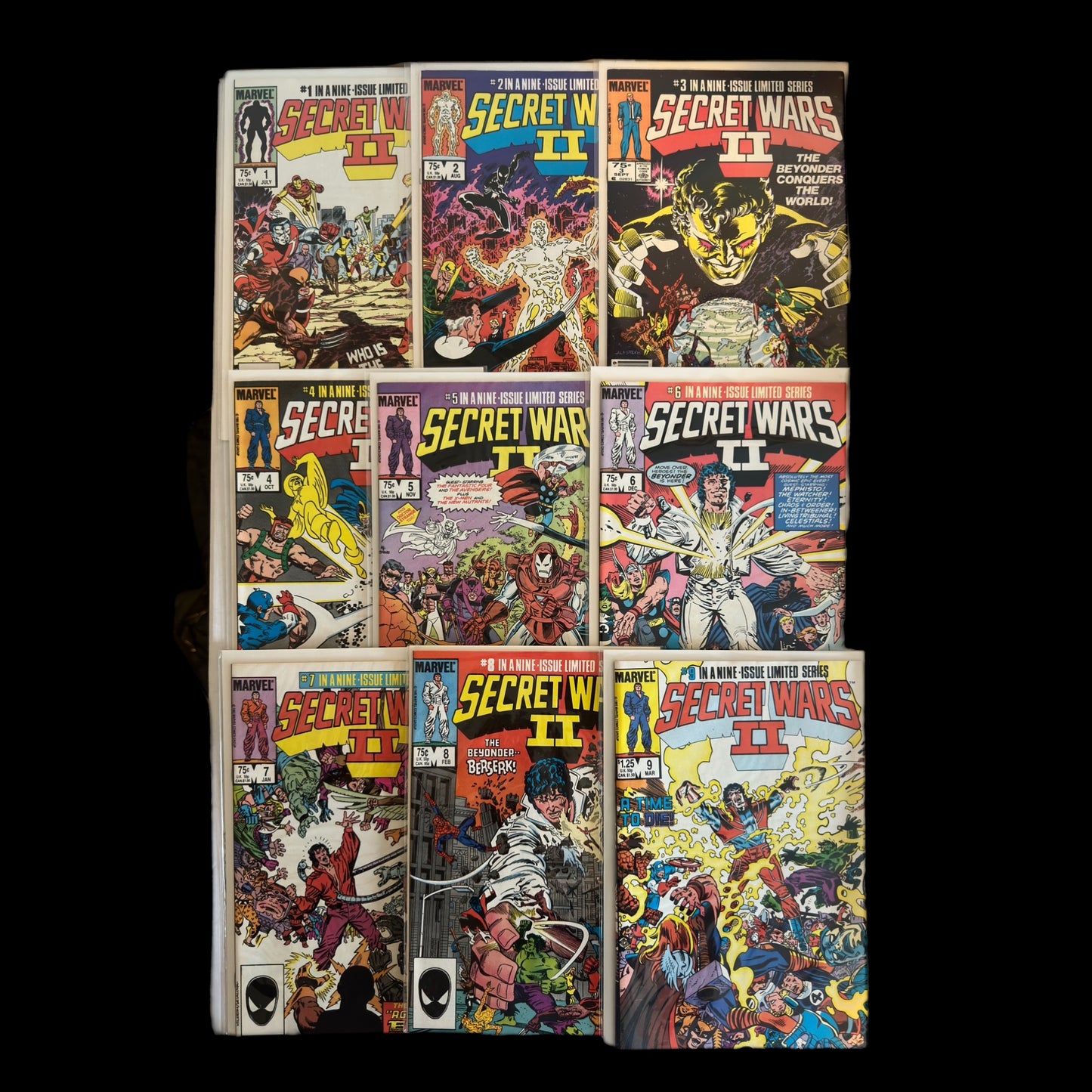 SECRET WARSII #1-9 COMPLETE RUN MARVEL 1985-86 1st BEYONDER