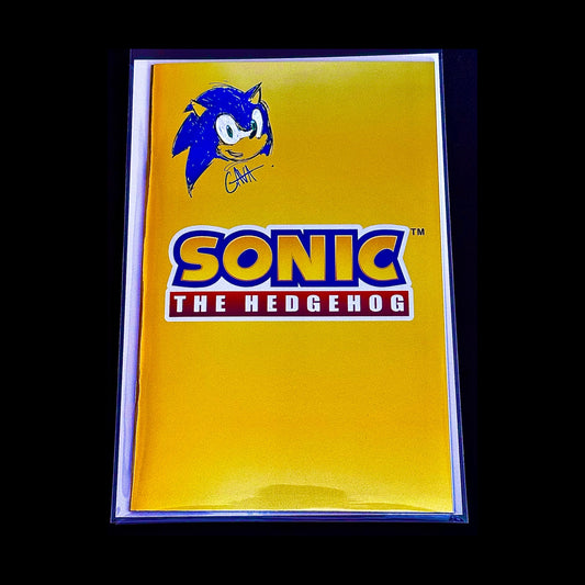 SONIC THE HEDGEHOG#1 C2E2 LOGO FOIL EXCLUSIVE Remarqued BY ANDREW GAVARRETE WITH COA