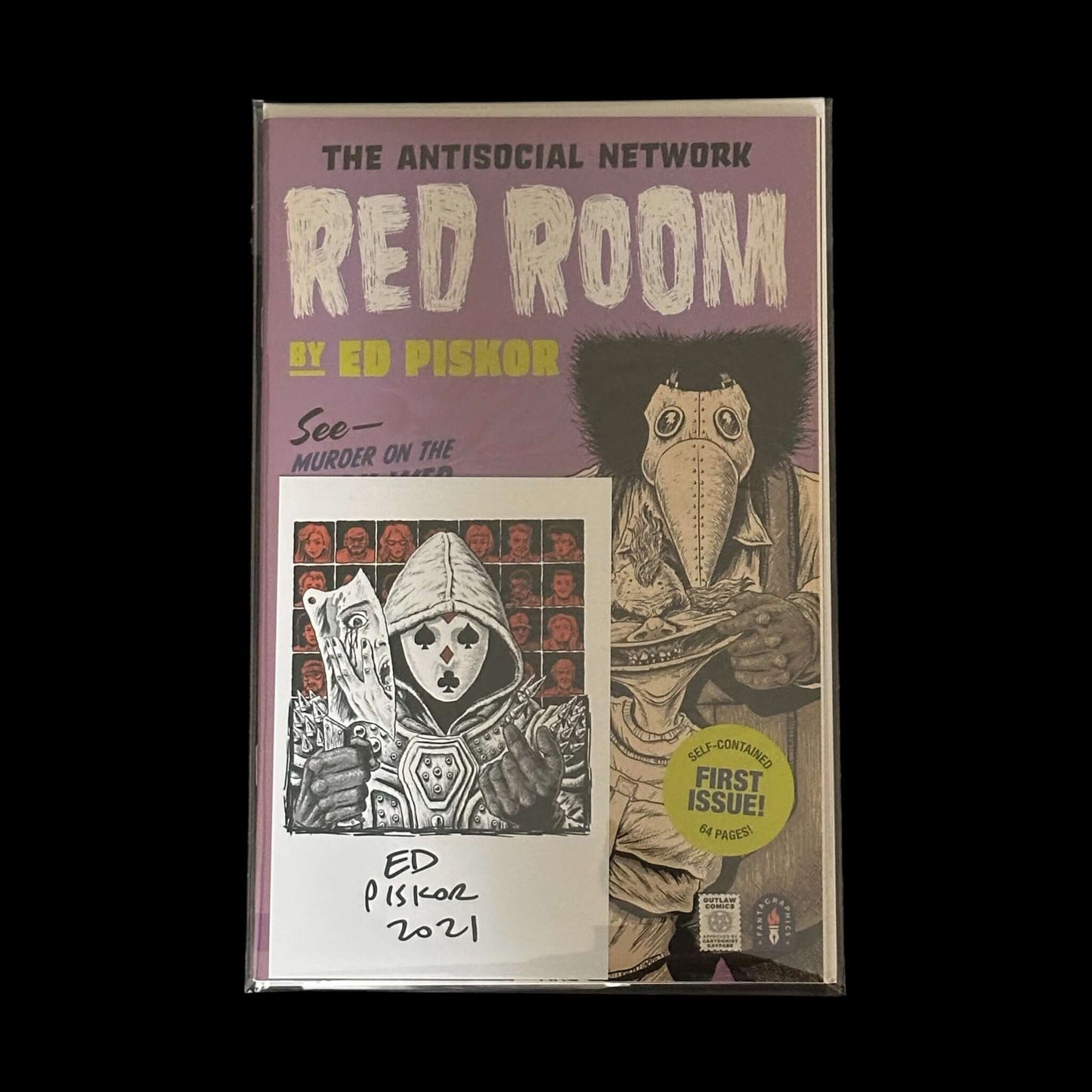 RED ROOM #1 Ed Piskor 1:5 with auto Polaroid. Purple Variant (Fantagraphics, 2021)