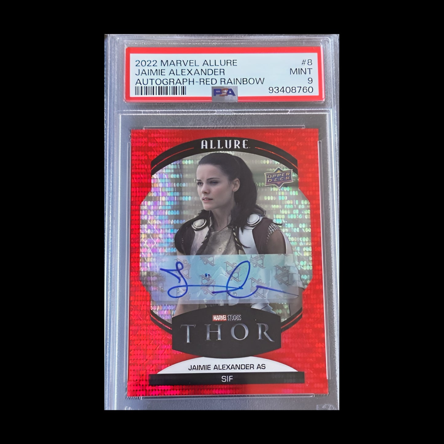 MARVEL ALLURE JAIMIE ALEXANDER AUTOGRAPH RED RAINBOW PSA 9