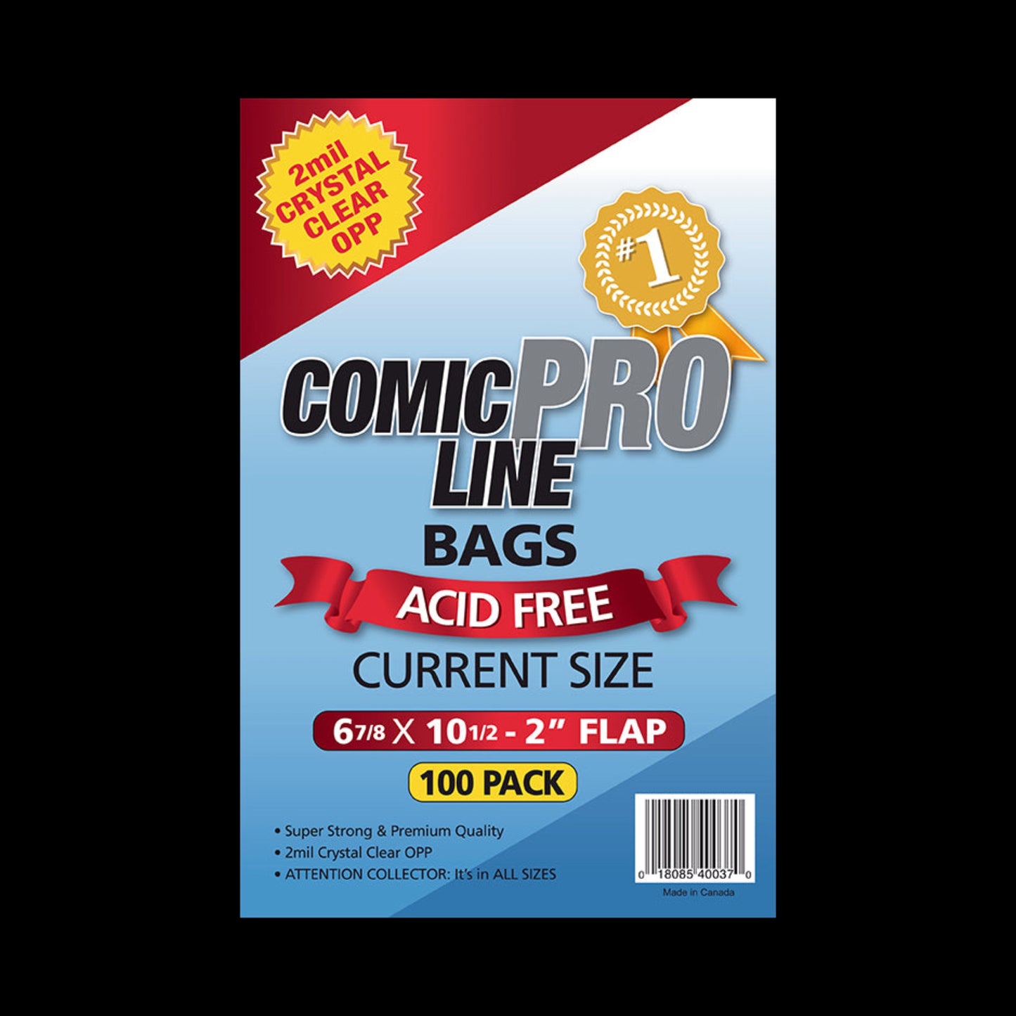 Current Size Comic Pro-Line 2mm OPP Clear bags. 100 count