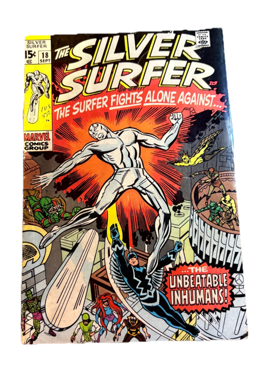 Silver Surfer #18 – “The Surfer Fights Alone Against... The Unbeatable Inhumans!” (1970) 32 Vintage Comics UK | Key Marvel & DC Issues from Silver & Bronze Age Redsters Comics Redsters Comics