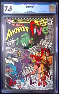 Showcase #62 CGC 7.5 – Origin & 1st Appearance of the Inferior Five 150 CGC Graded Comic CGC VAT Override DC Comics Redsters Comics
