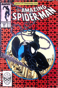 The Amazing Spider-Man #300 comic book cover featuring black suit Spider-Man by Todd McFarlane