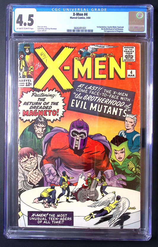 X-Men #4 CGC 4.5 Marvel Comics 1964 1st Appearance Quicksilver & Scarlet Witch 1250 CGC Graded Comics for Sale in the UK Redsters Comics Redsters Comics