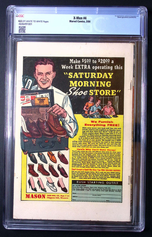 X-Men #4 CGC 4.5 Marvel Comics 1964 1st Appearance Quicksilver & Scarlet Witch 1250 CGC Graded Comics for Sale in the UK Redsters Comics Redsters Comics