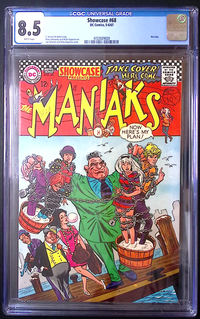 Showcase #68 CGC 8.5 – 1st Appearance of the Maniaks 220 CGC Graded Comic CGC VAT Override DC Comics Redsters Comics