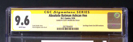 Absolute Batman #1 SDCC Ashcan CBCS 9.6 SS | Signed Snyder & Dragotta 300 CGC Signature Series Comic CGC Graded Comics for Sale in the UK DC Comics Redsters Comics