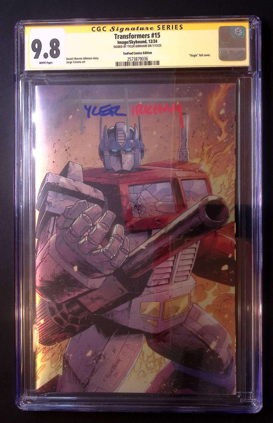 Transformers #15 CGC 9.8 Signature Series – Virgin Foil Variant | Tyler Kirkham | Ltd 750 170 CGC Signature Series Comic CGC Graded Comics for Sale in the UK Image Comics Redsters Comics