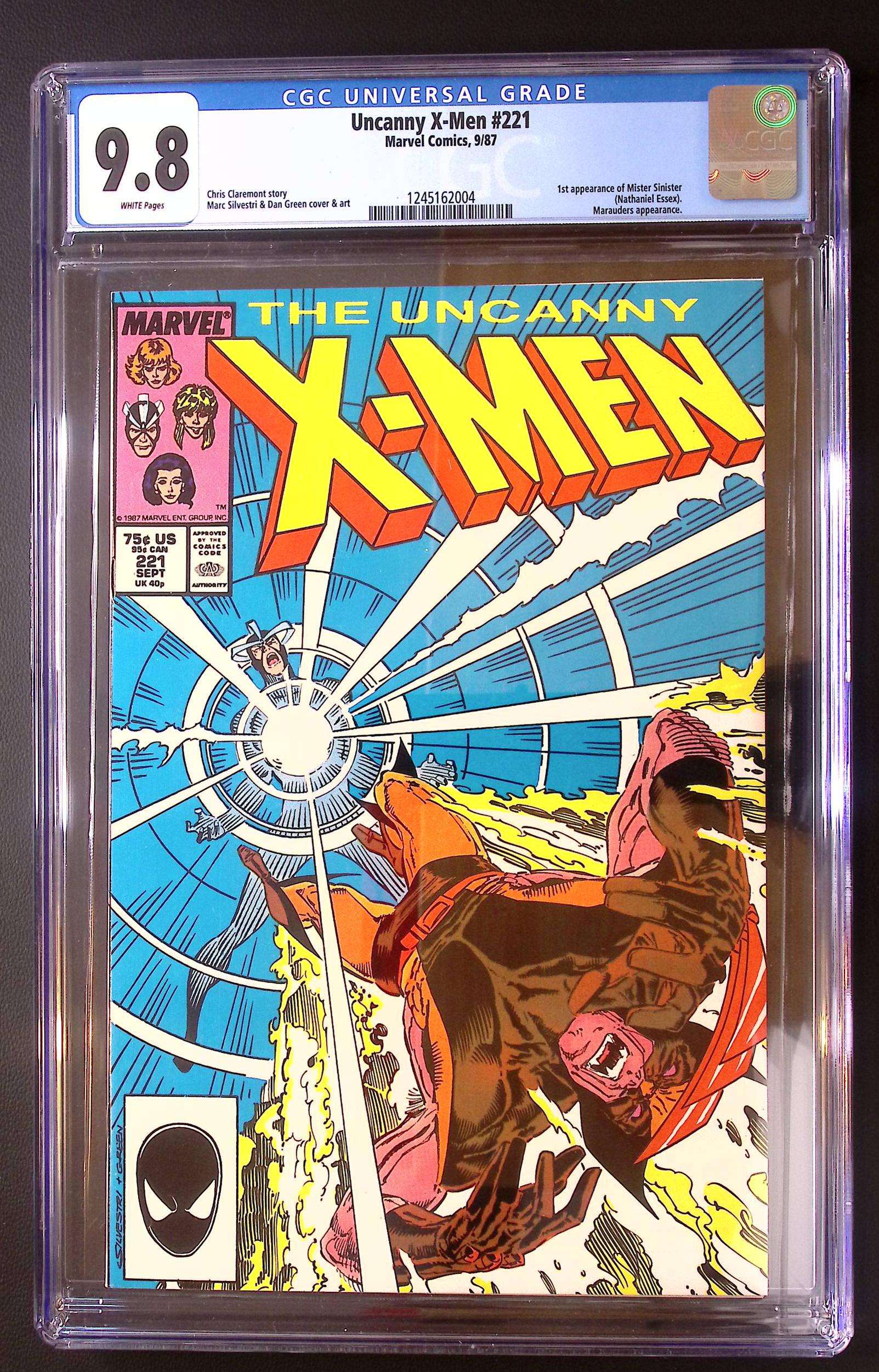 Uncanny X-Men #221 CGC 9.8 – 1st Mister Sinister (1987) 170 CGC Graded Comic CGC Graded Comics for Sale in the UK Marvel Comics Redsters Comics