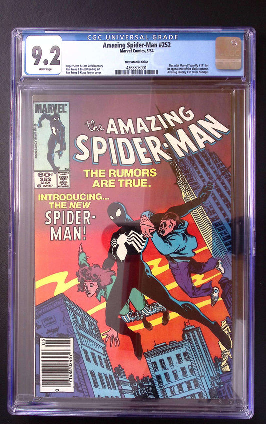 Amazing Spider-Man #252 CGC 9.2 Newsstand – Black Suit Spider-Man (1984) 250 CGC Graded Comic CGC Graded Comics for Sale in the UK Marvel Comics Redsters Comics