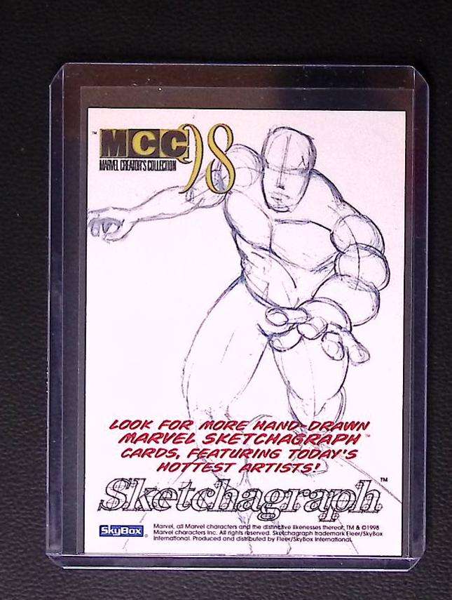 1998 Skybox Marvel Creators Collection Silver Surfer Sketchagraph – John Czop Original Art 210 Sketch card Graded Comic Cards UK | PSA 10 & CGC Marvel Cards For Sale Marvel Redsters Comics