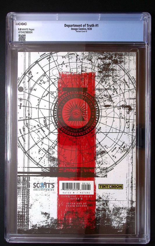 Department of Truth #1 CGC 9.8 Peach Momoko Virgin Variant – Ltd 400 90 CGC Graded Comic CGC Graded Comics UK | Buy Certified CGC Slabbed Comics Image Comics Redsters Comics