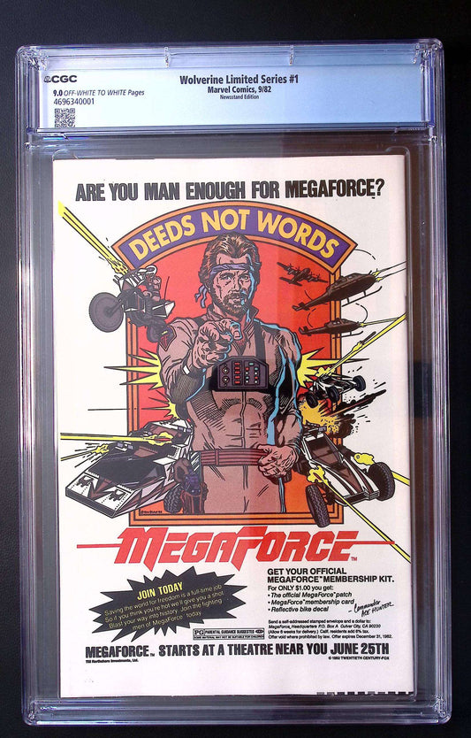 Wolverine Limited Series #1 (1982) CGC 9.0 White Pages Newsstand Marvel Comics 190 CGC Graded Comic CGC Graded Comics for Sale in the UK Marvel Comics Redsters Comics