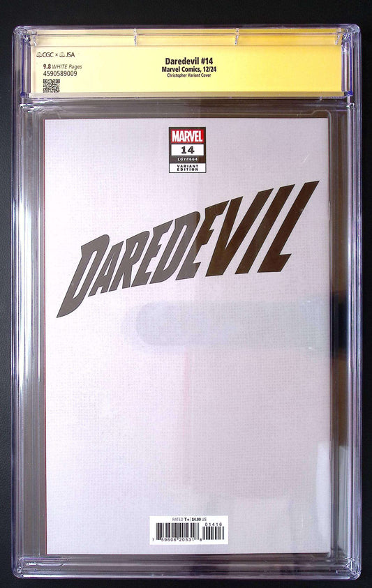 Daredevil #14 CGC 9.8 Signed John Tyler Christopher Virgin Foil Variant 150 CGC Signature Series Comic CGC Graded Comics UK | Buy Certified CGC Slabbed Comics Marvel Comics Redsters Comics