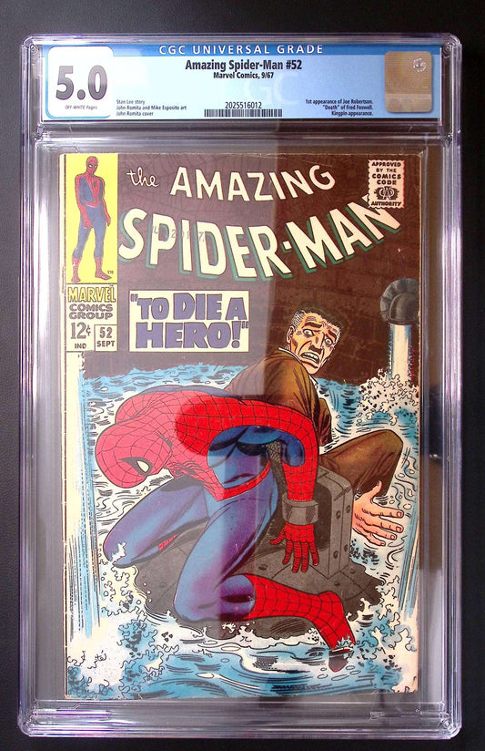 Amazing Spider-Man #52 CGC 5.0 (1967) 1st Appearance Joe Robertson 110 CGC Graded Comic CGC Graded Comics UK | Buy Certified CGC Slabbed Comics Marvel Comics Redsters Comics