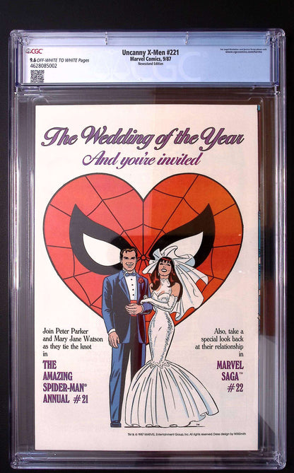 The Uncanny X-Men #221 CGC 9.6 – Mark Jewellers Insert | Newsstand | 1st Mister Sinister 650 CGC Graded Comic CGC Graded Comics UK | Buy Certified CGC Slabbed Comics Marvel Comics Redsters Comics