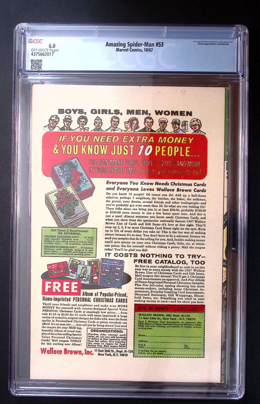 Amazing Spider-Man #53 CGC 6.0 (1967) Marvel Silver Age Comic 110 CGC Graded Comic CGC Graded Comics UK | Buy Certified CGC Slabbed Comics Marvel Comics Redsters Comics