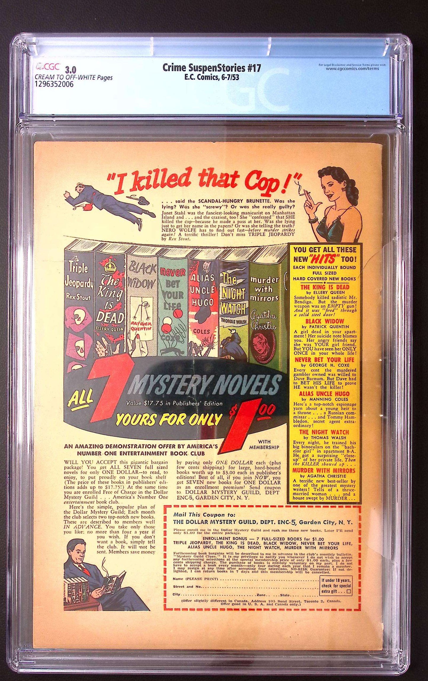 Crime SuspenStories #17 CGC 3.0 (1953) – Classic Suicide Cover | EC Comics | Ray Bradbury Adaptation 675 CGC Graded Comic CGC Graded Comics UK | Buy Certified CGC Slabbed Comics EC Comics Redsters Comics