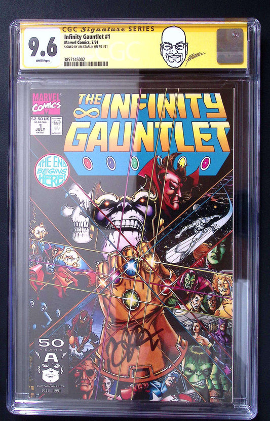 Infinity Gauntlet #1 CGC 9.6 Signed Jim Starlin – Marvel Comics 1991 225 CGC Signature Series Comic CGC Graded Comics UK | Buy Certified CGC Slabbed Comics Marvel Redsters Comics