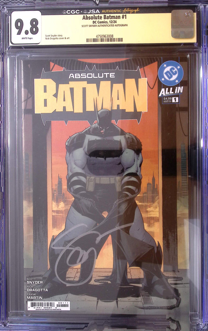 Absolute Batman #1 CGC 9.8 JSA Scott Snyder Signed White Pages