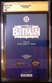 Absolute Batman #19 – Clayton Crain AC Pop Edition B Triple-Signed – CGC 9.6