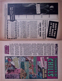 Chamber of Chills #26 December 1954 indicia naming Witches Tales Inc. and illustrated contents page